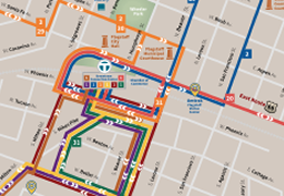 San Francisco transit map featuring the Blue Route 2, San Francisco.